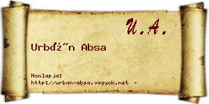 Urbán Absa névjegykártya